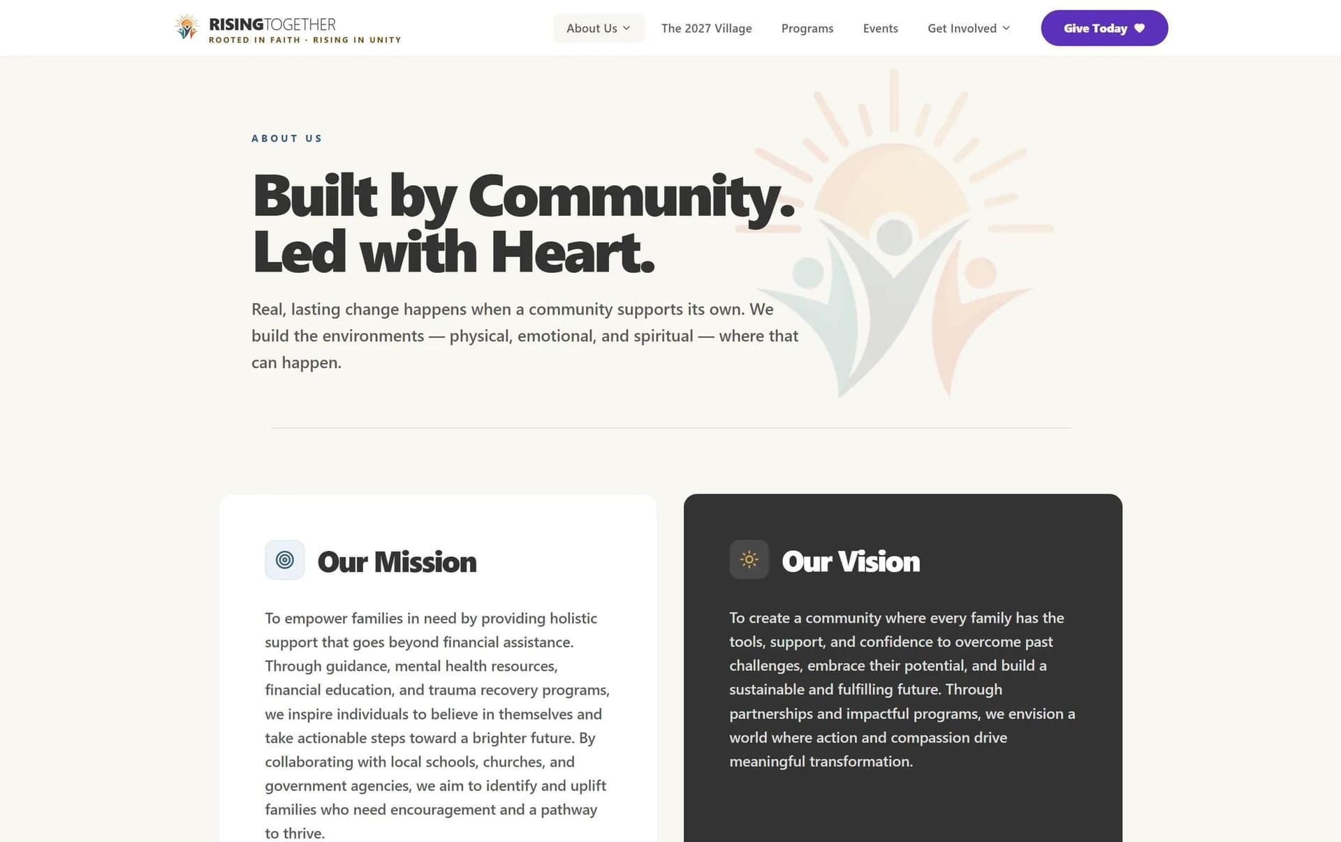 Rising Together Florida — new About page after redesign