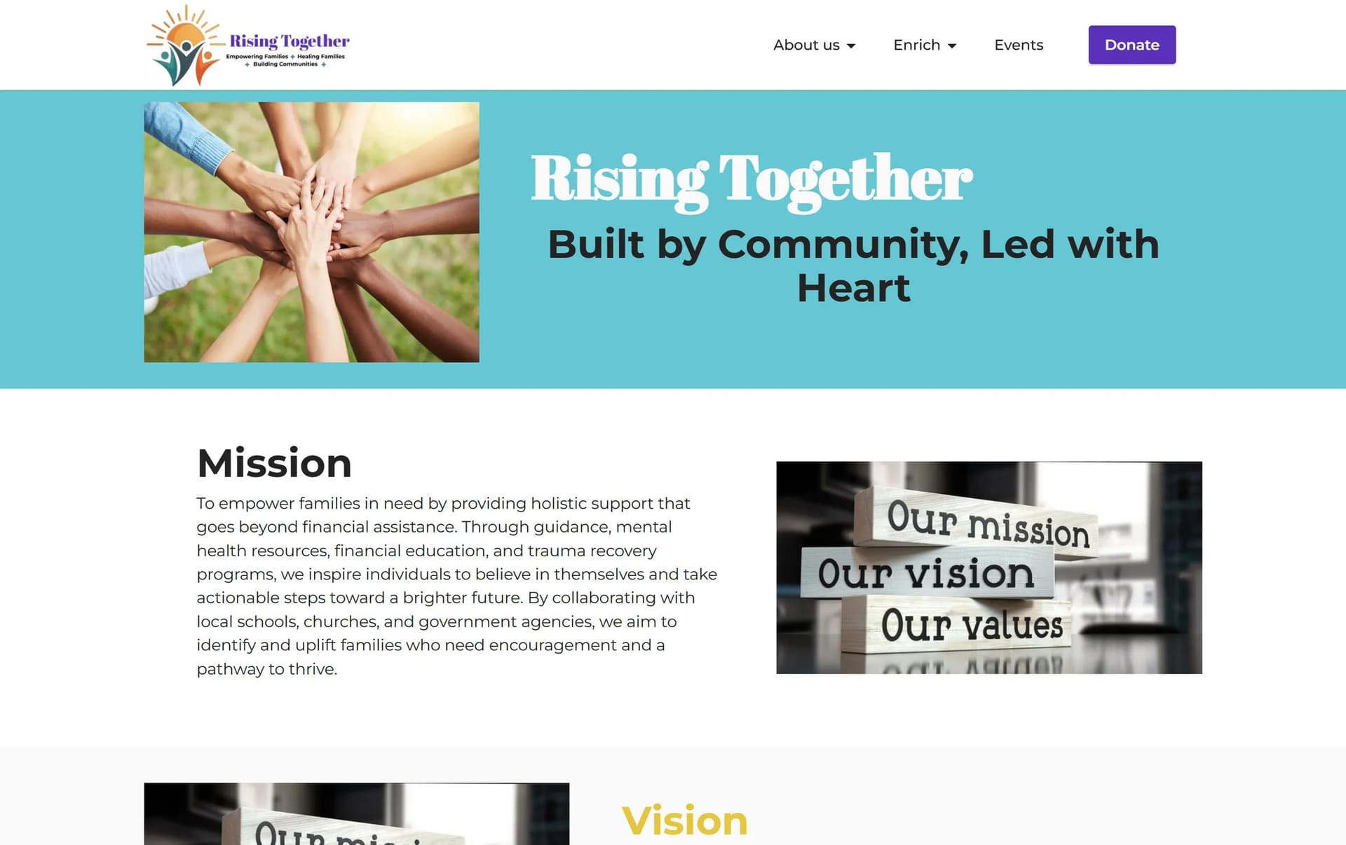 Rising Together Florida — old About page before redesign