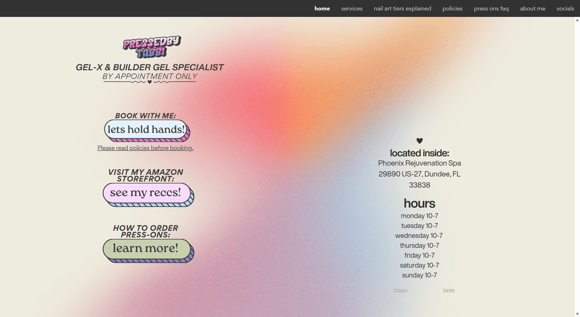 Pressed by Tabbi — old homepage before redesign