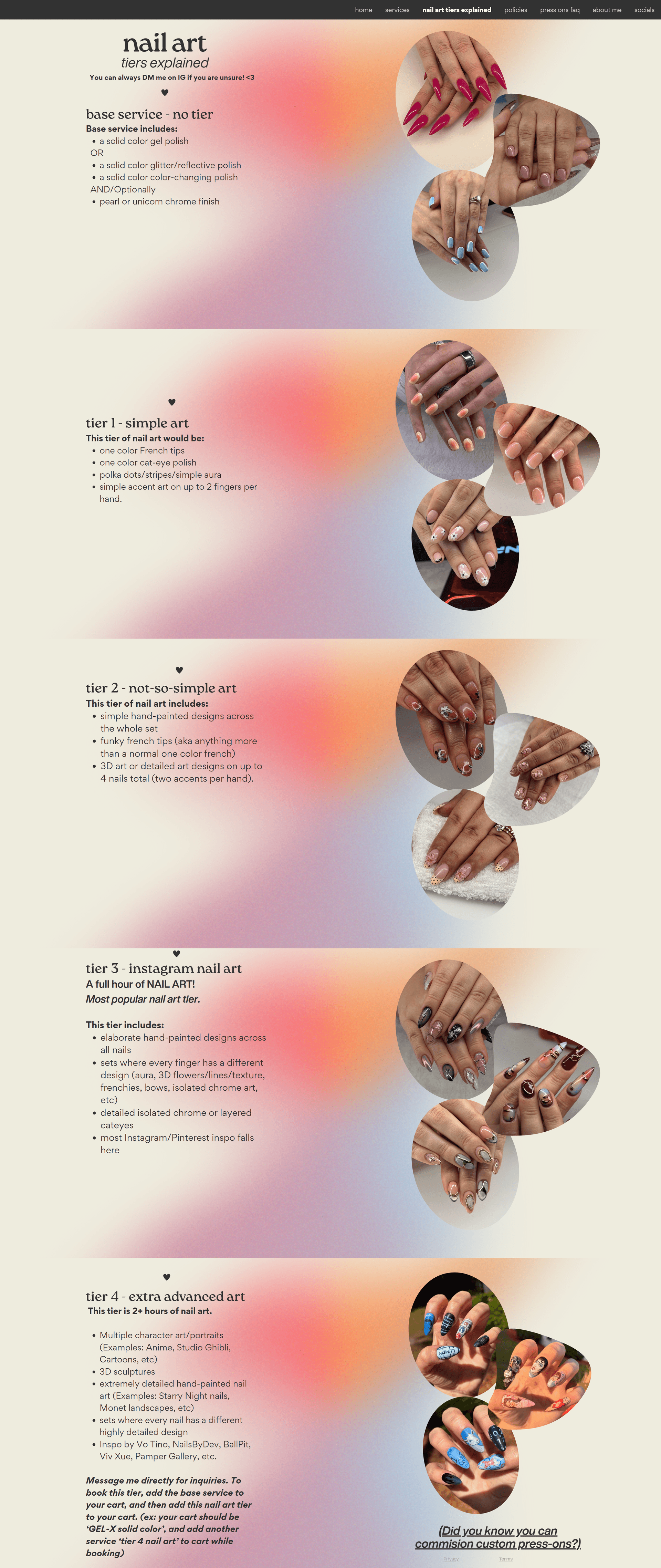 Pressed by Tabbi — old nail art tiers page before redesign